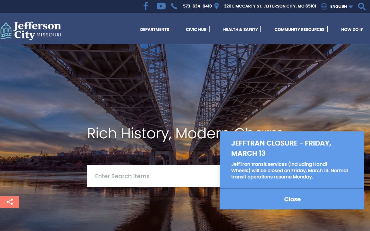Jefferson City official website phone directory contacts