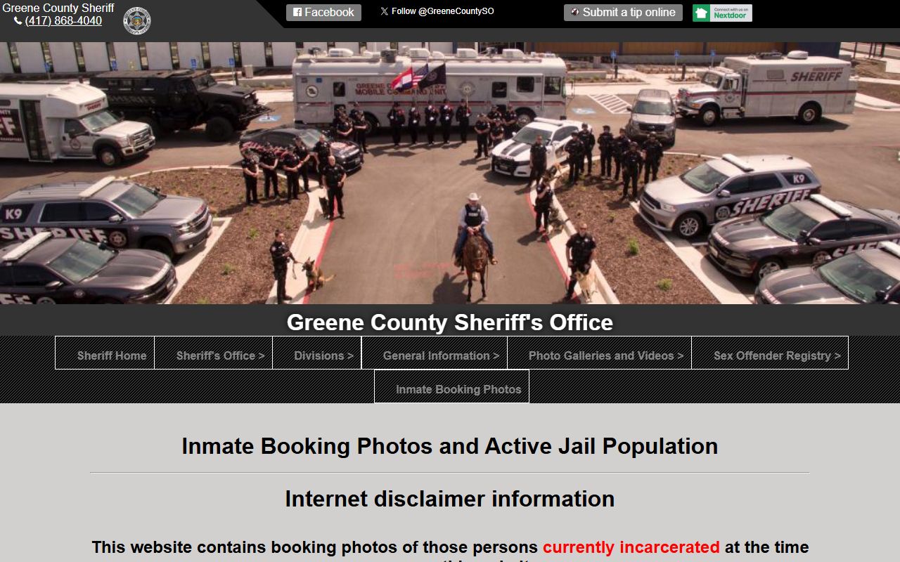 Greene County Missouri phone directory jail inmate search