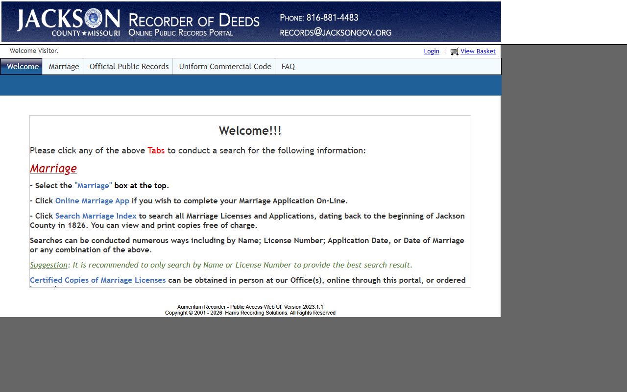 Jackson County Missouri phone directory recorder of deeds search